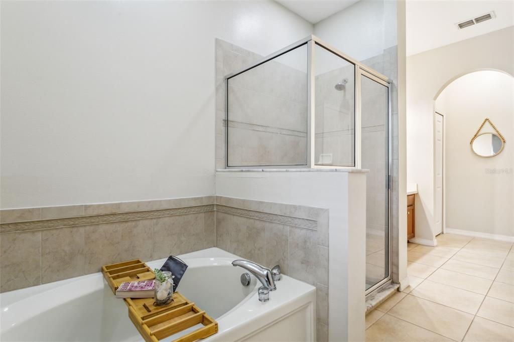 Tub and Separate Shower in Primary En-Suite Bathroom