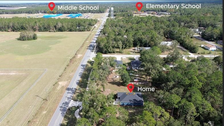 Aerial with proximity to Schools