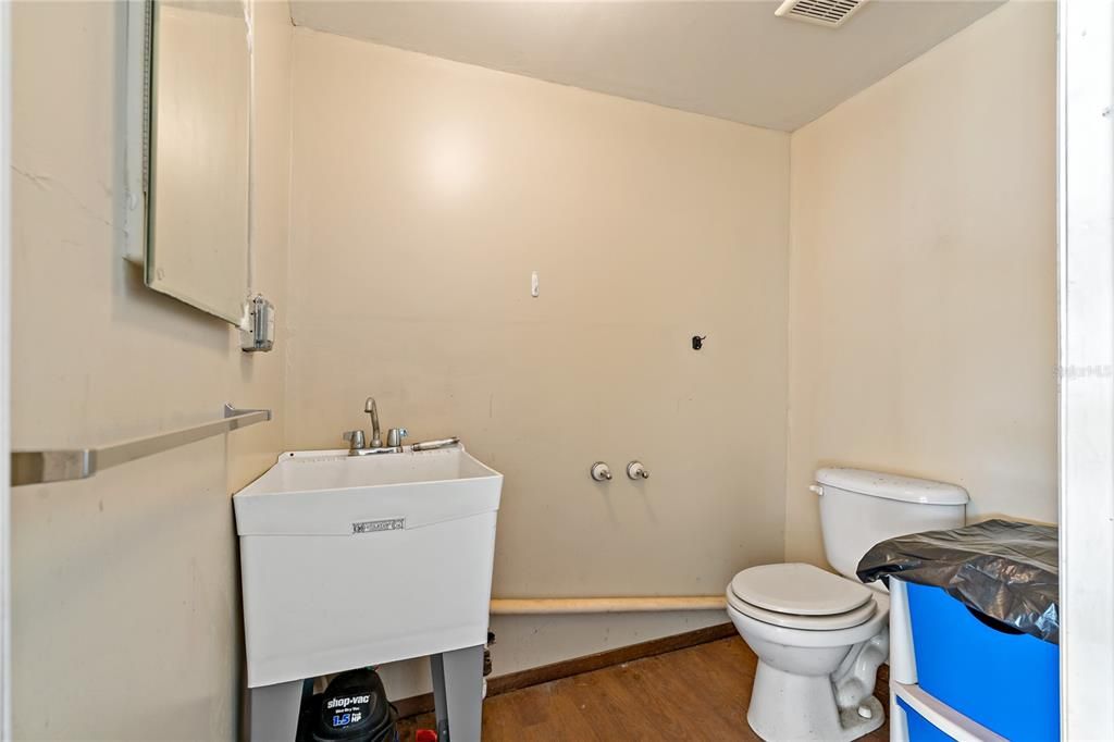 Bathroom in storage shed