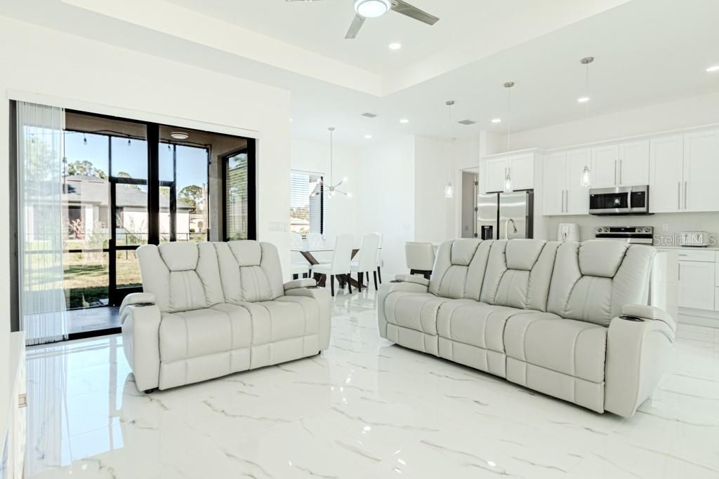 Living Room with sliding doors to access the lanai