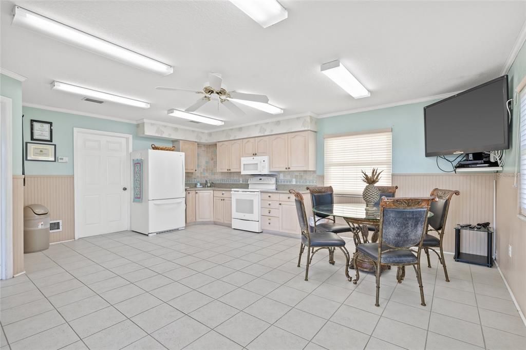 Community kitchen with entertainment space.