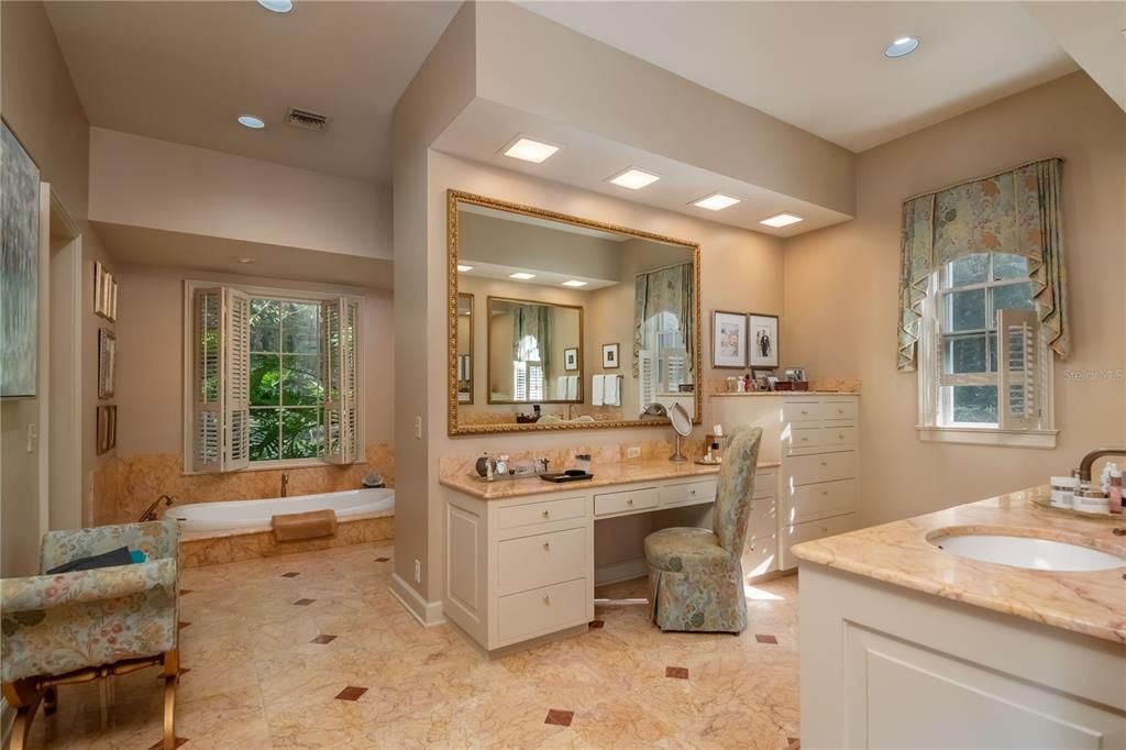 Owners' Custom En suite Bath with Marble Floors