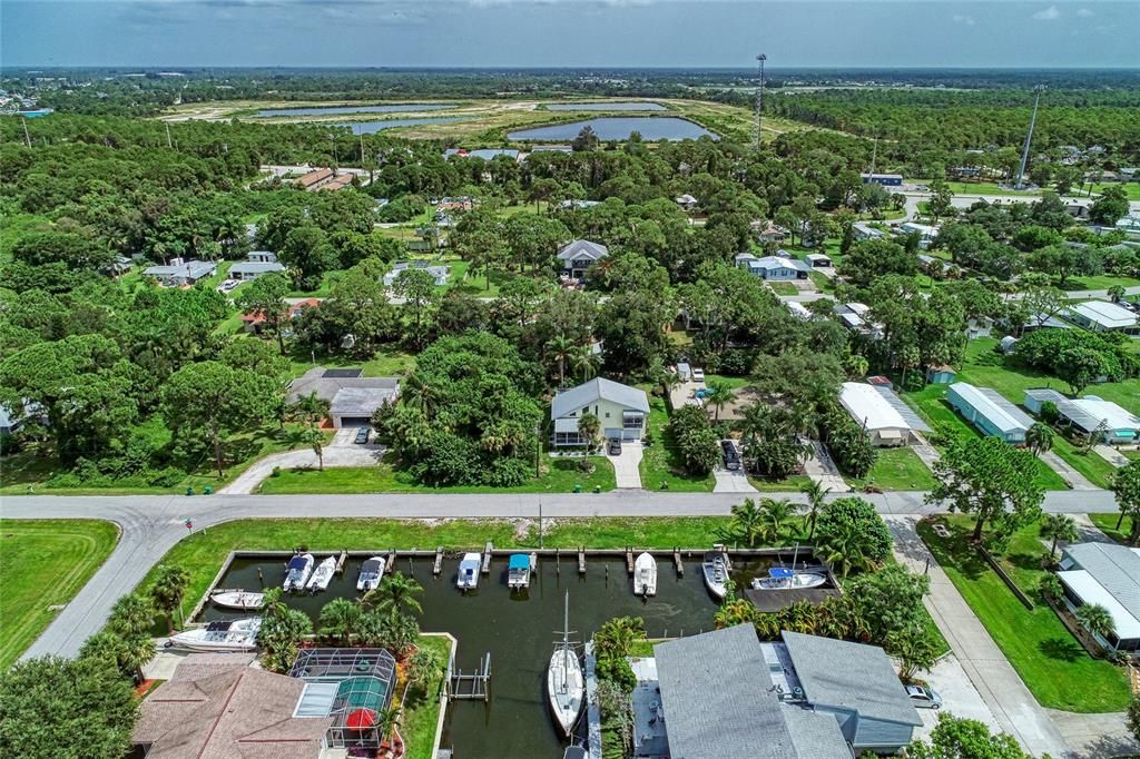 Looking down from overhead.  Lot 82 is to the left.  The second boat in.