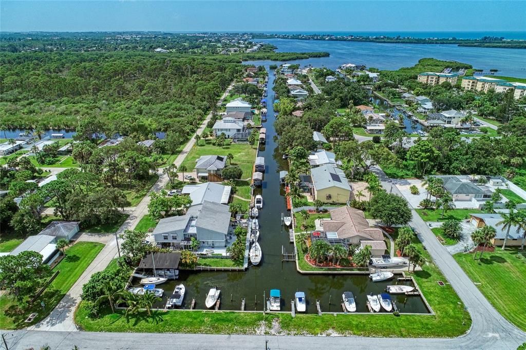 The center waterway extends out to the intercoastal.  Boat Dock Lot 82 is to the right.