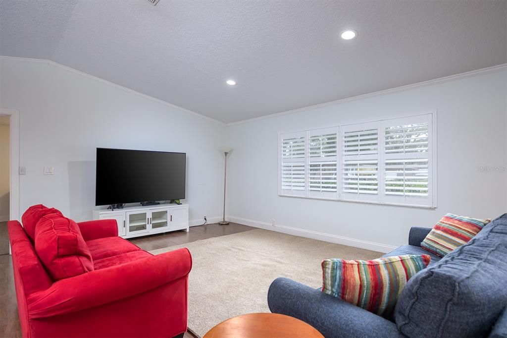 Living room 3-plantation shutters on window