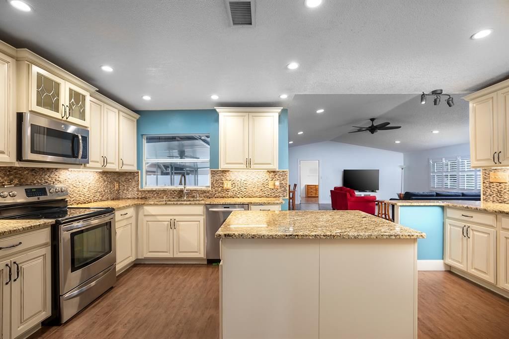 Kitchen view to living room