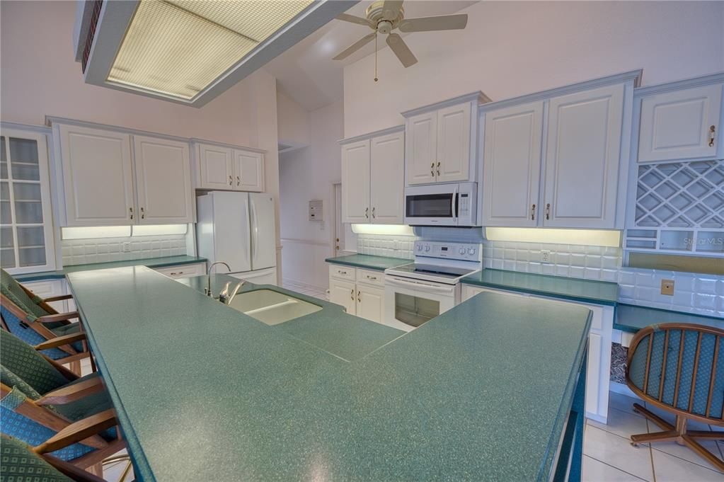 Lots of Corian Countertop and Cabinet Space