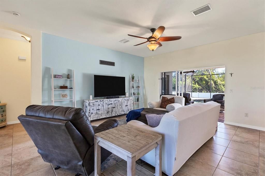 luxury crown molding and view of the pool