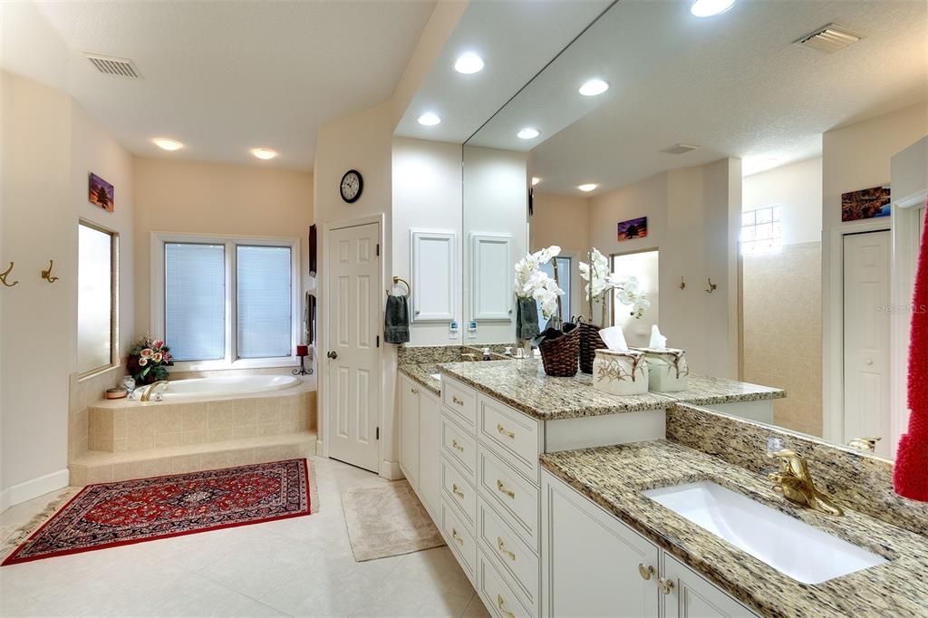 Double sinks in the master bath.