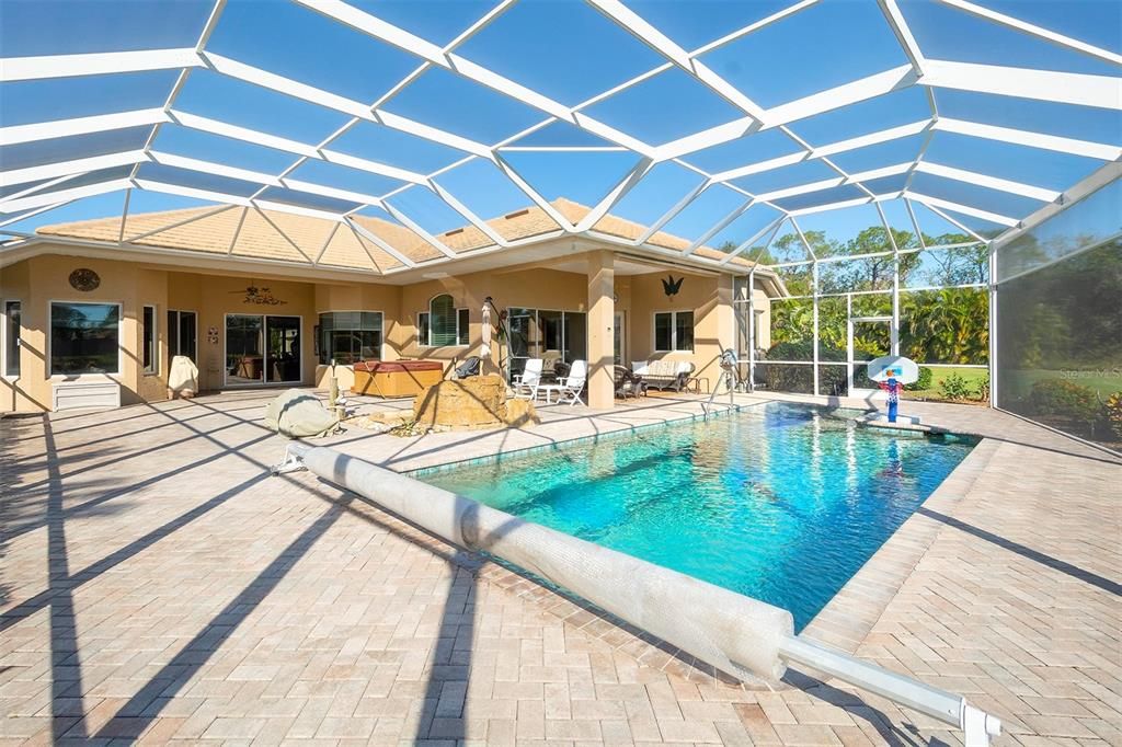 Large lap/sports pool with solar cover.