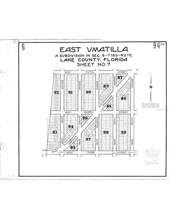 Plat showing block 91, lots 11-23