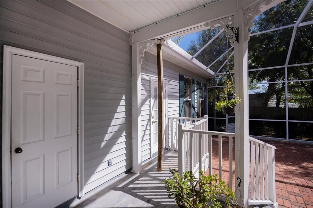 Outside storage and water heater closet.