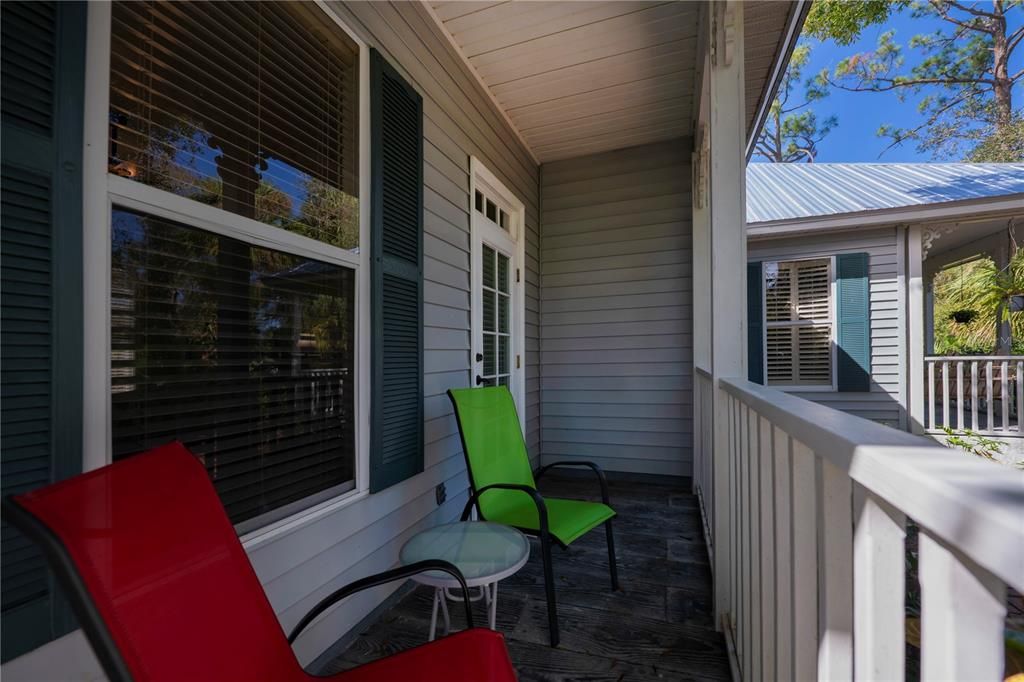 Perfectly private primary bedroom porch.