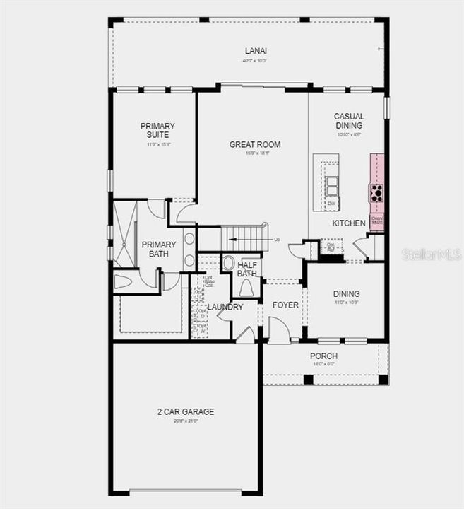 First Floor Plan - Structural options added include: gourmet kitchen, and an outdoor kitchen rough-in