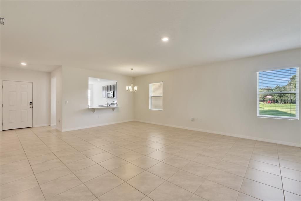 Great Room, Main Entryway with view to the Kitchen