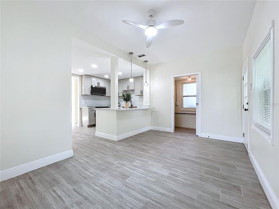 View from inside dining room