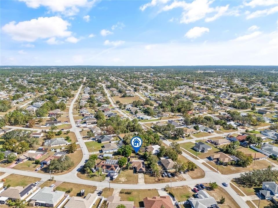 Aerial of front yard