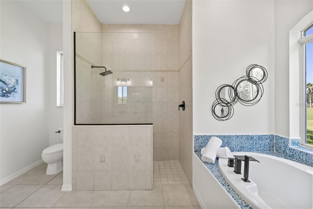 18307 White Fang Ct, Parrish FL 34219 FoxBrook Communities, MLS#A4630266Downstairs primary bathroom with separate tub and Roman shower