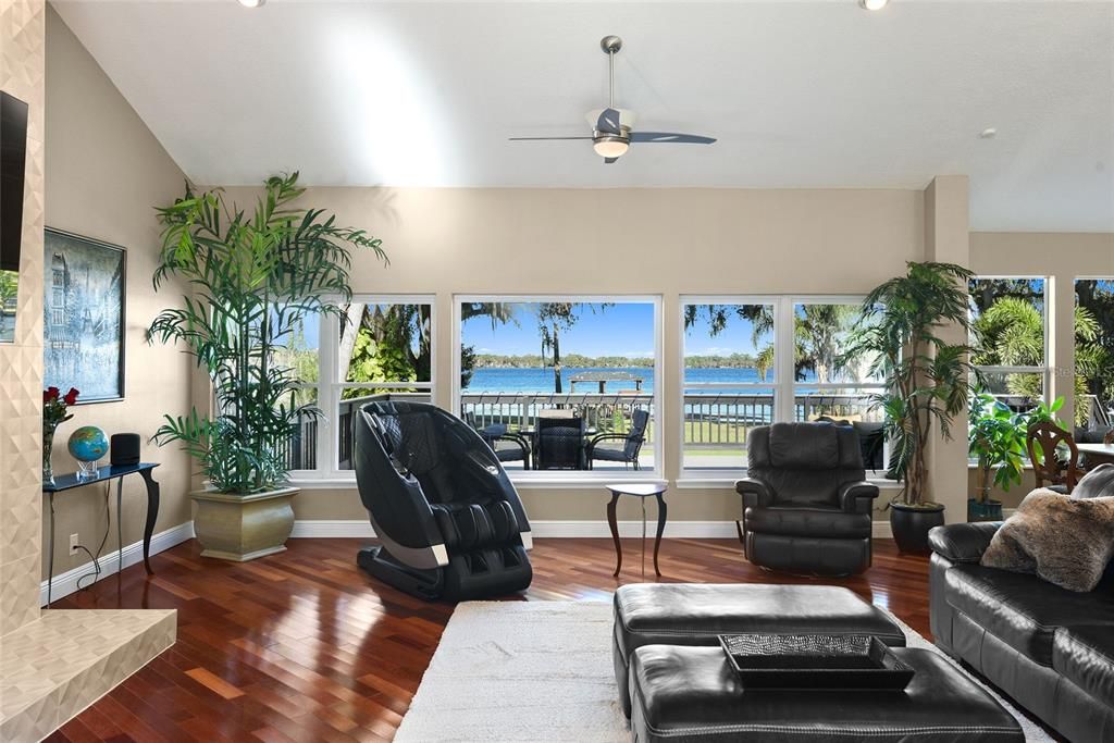 Fabulous views from the over-sized living room welcome you as you enter the front door