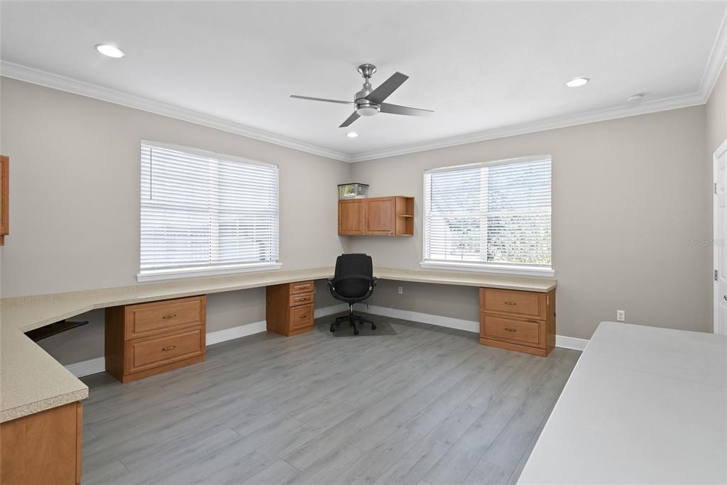 Bedroom 1 in apt. being used as an office for two w/ a walk-in closet