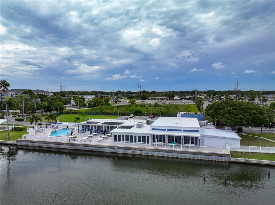 Ariel View of clubhouse from the water