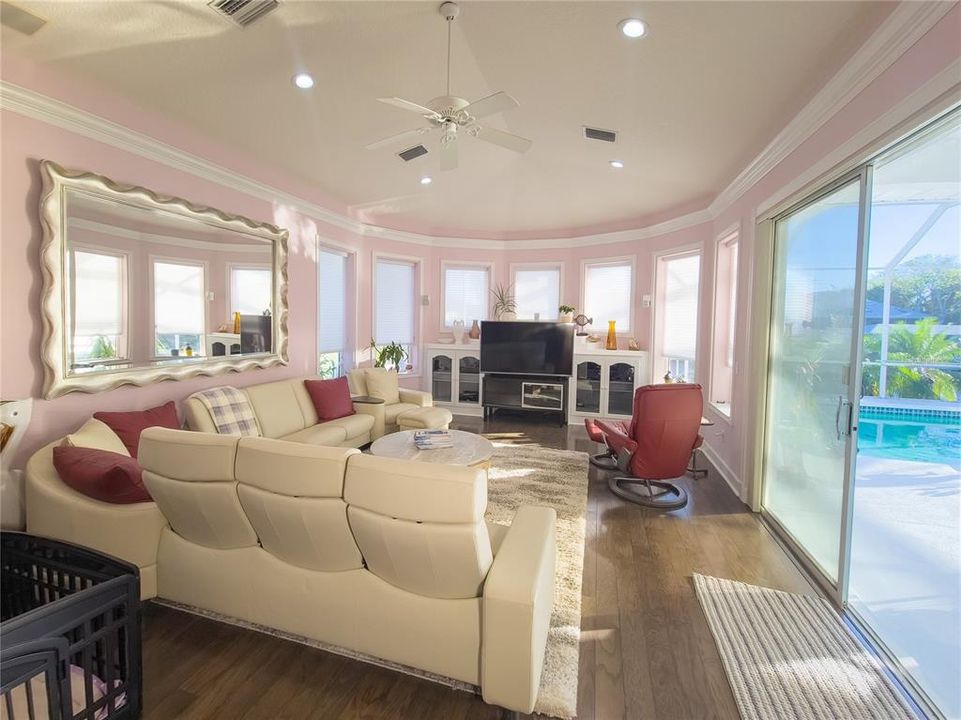 Family room with pool and SWC views