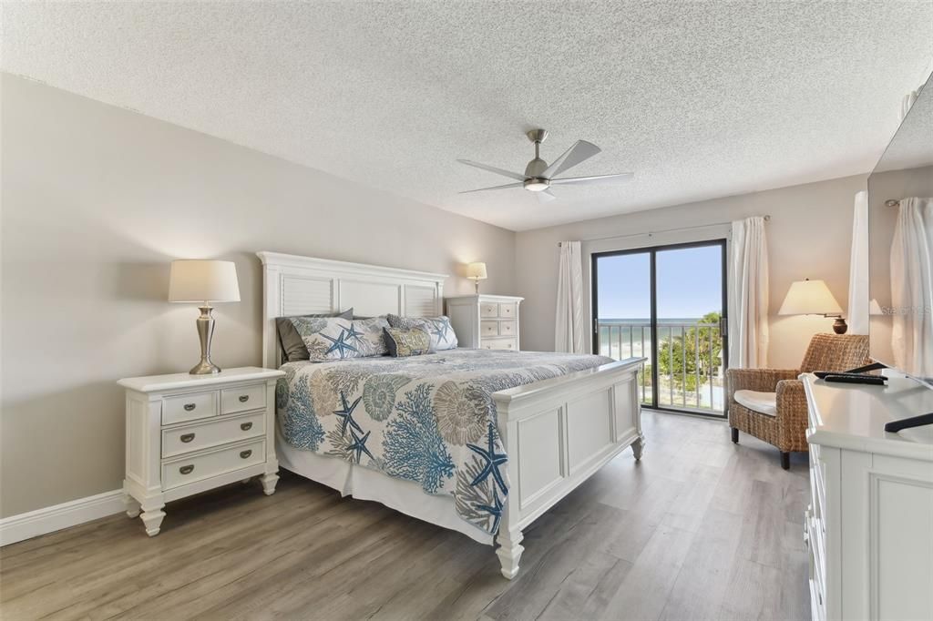 Spacious master suite with Gulf views and private entrance to balcony