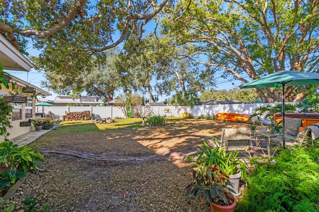 Wonderful backyard with plenty of room for all sorts of activities...shaded by a beautiful oak tree on one side and filled with light on the other.