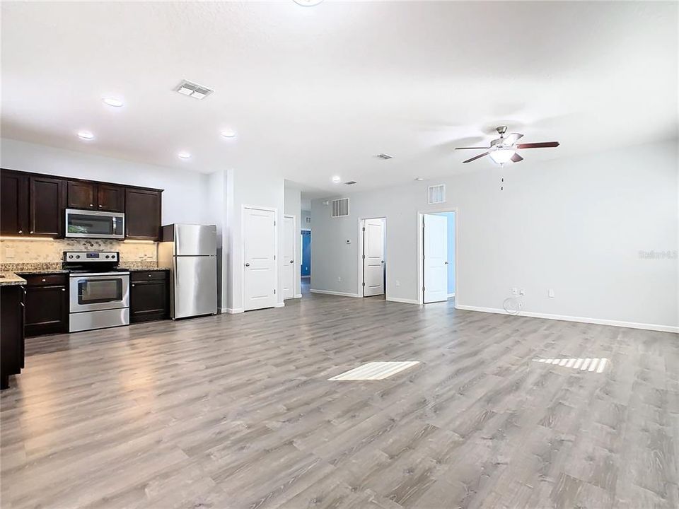 Lots of counter space in the kitchen with a closet pantry and plenty of extra storage in the inside utility room.