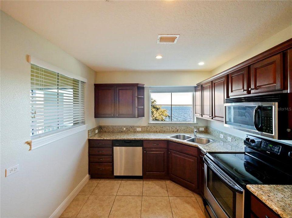 Large kitchen with views