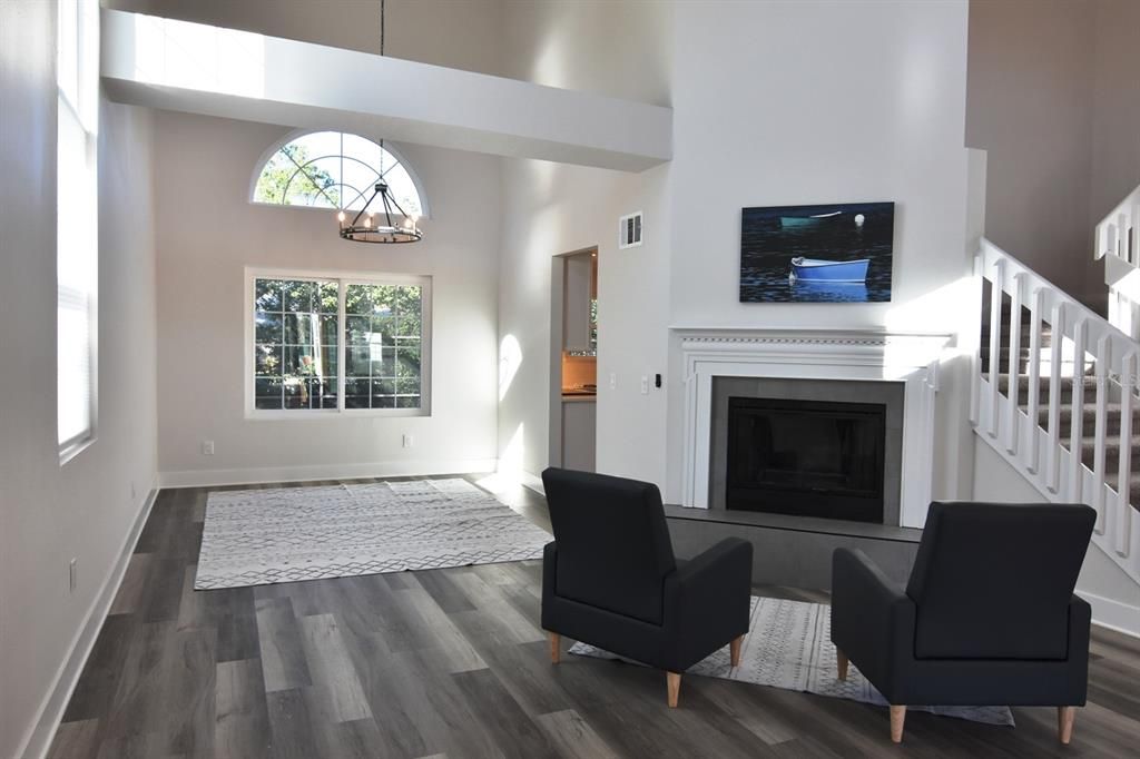 Fireplace, view from front door