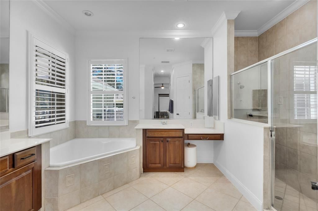 Primary Bath has large shower and tub