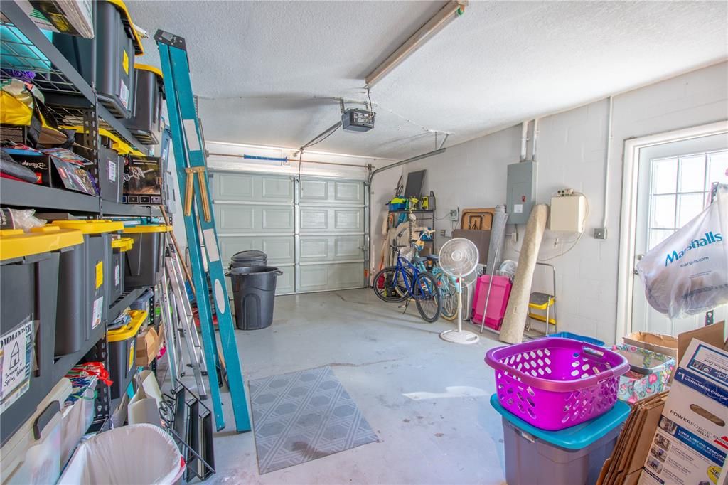 Oversized 1-car garage with garage door opener