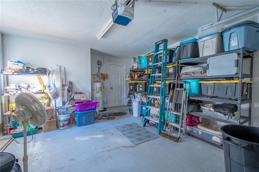 Oversized 1-car garage with garage door opener