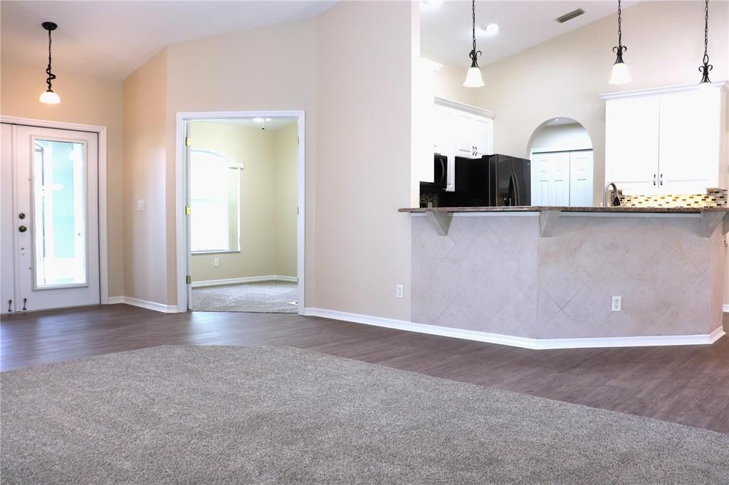 View of Kitchen and Office from Living Room