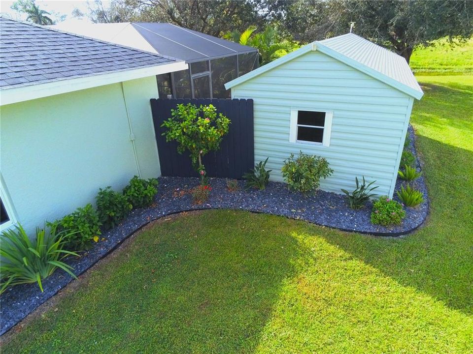 Shed on left, rear of the home