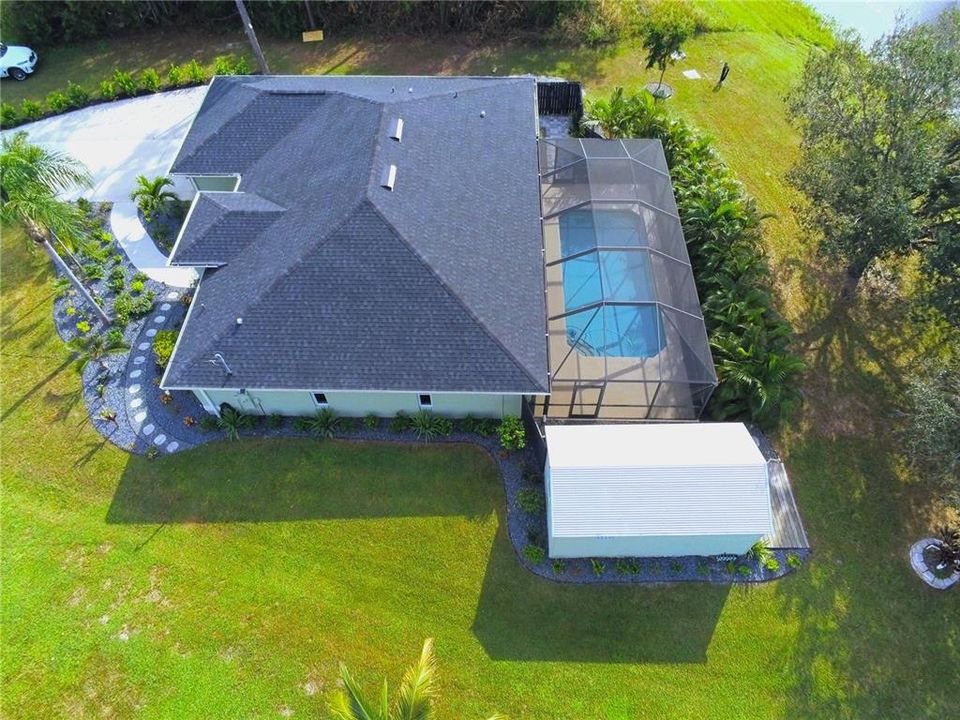 Ariel view of left side of the home