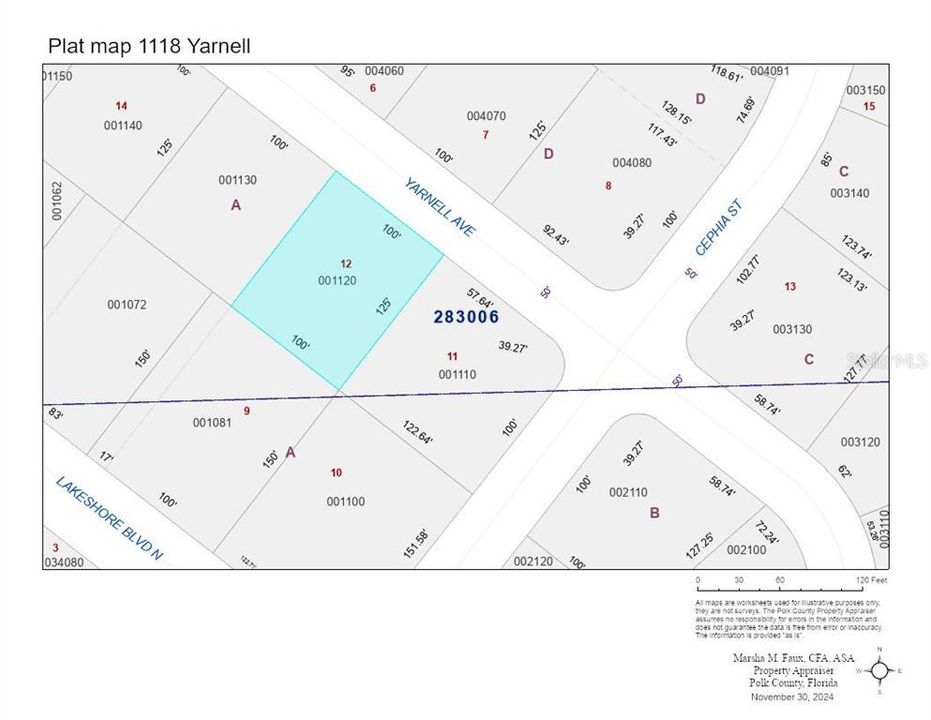 Plat map of 1118 Yarnell Ave