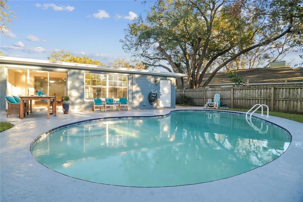 Pool was just refinished with new tile work