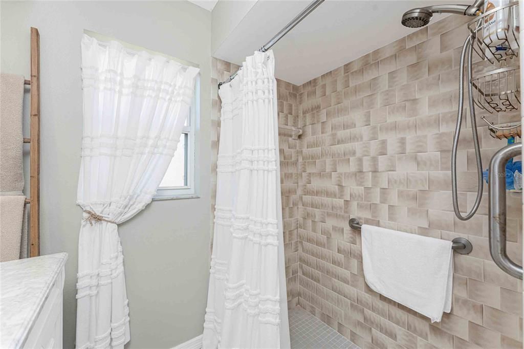 Updated Guest Bath Tiled Shower