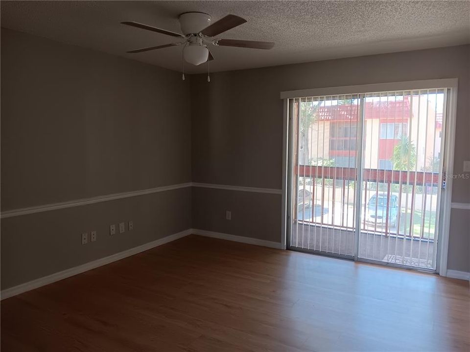 Great room with view of balcony