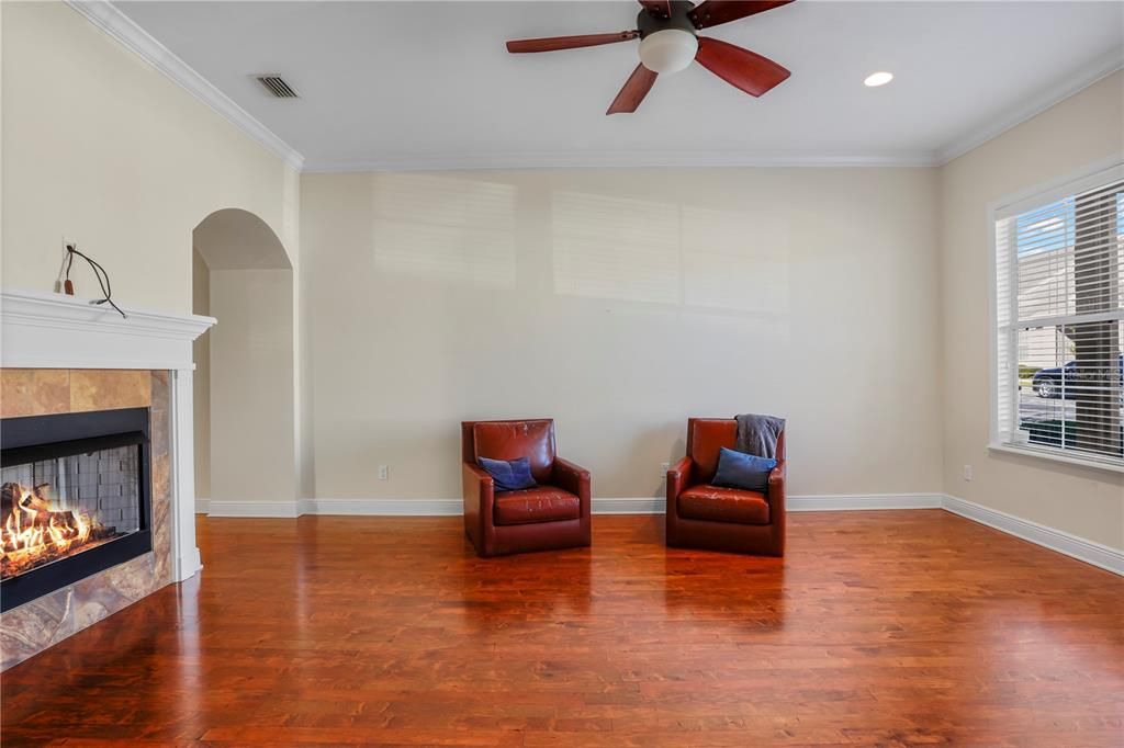 Showing off these beautiful wood floors in the living room which also run into the dining room!