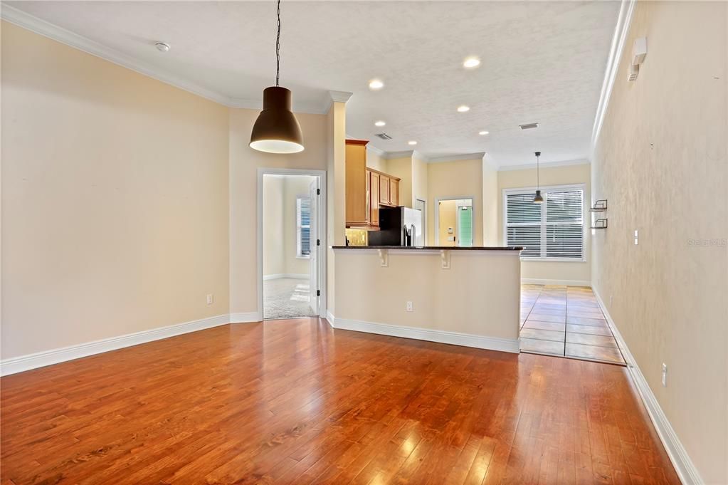 Dining room leading into primary suite