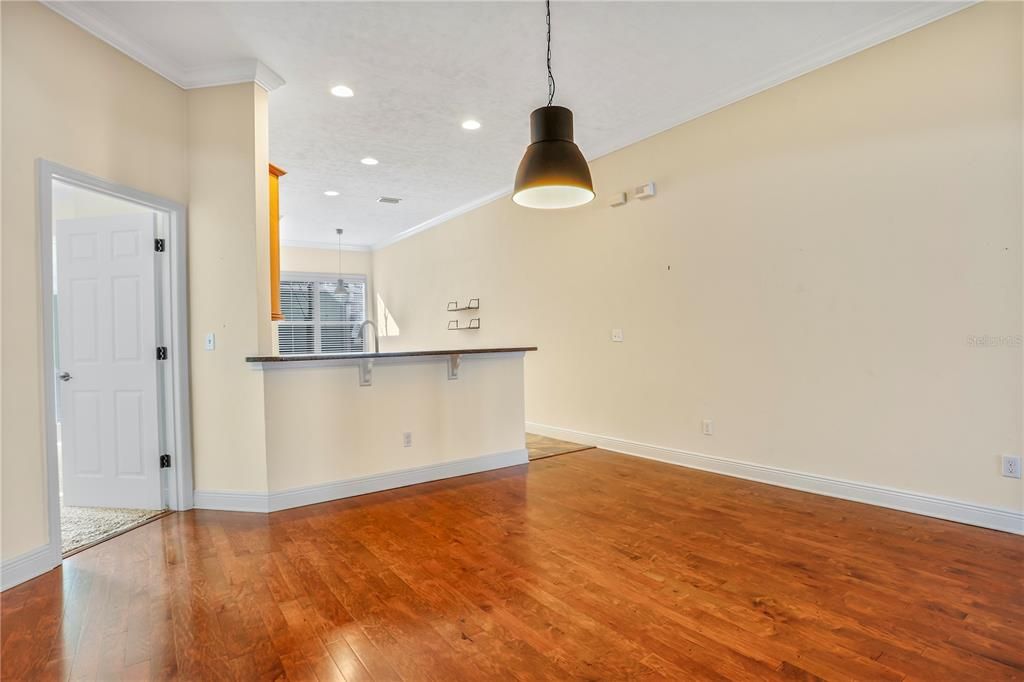 View from dining room heading into kitchen