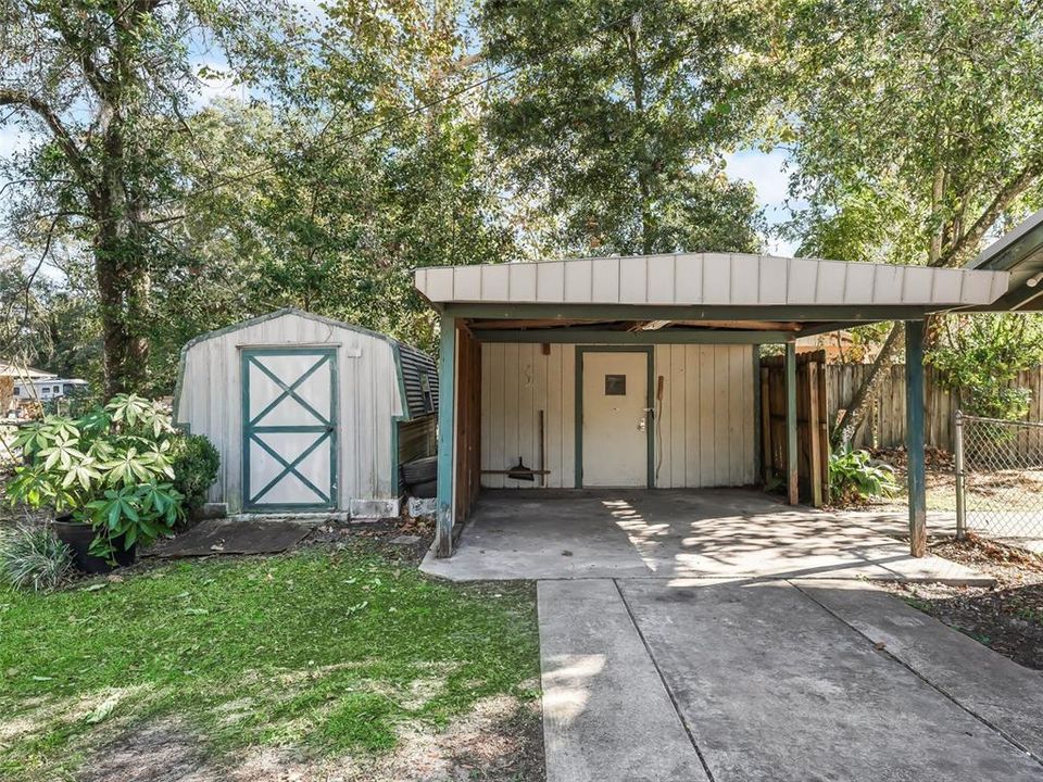 Shed and Carport with Storage