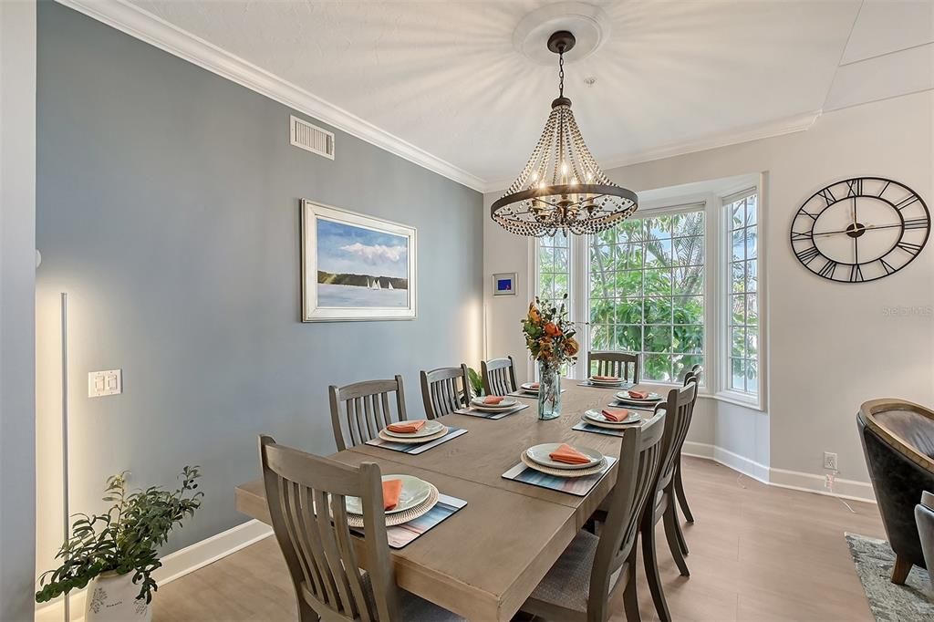 Dining area with Pottery Barn Table, seats 8.