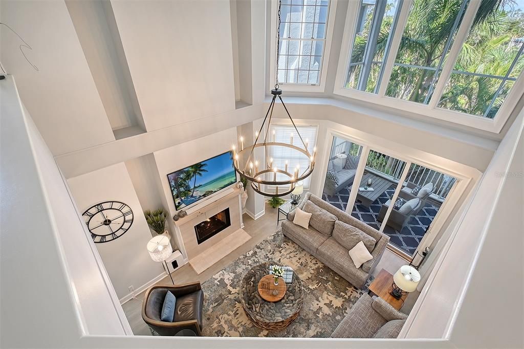 Expansive view overlooking the great room from the 3rd story.