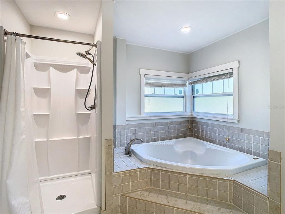 Ensuite bathroom with shower and soaking tub