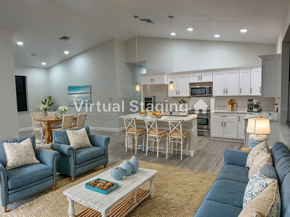 Virtual Staging - Living Area / Kitchen / Dining