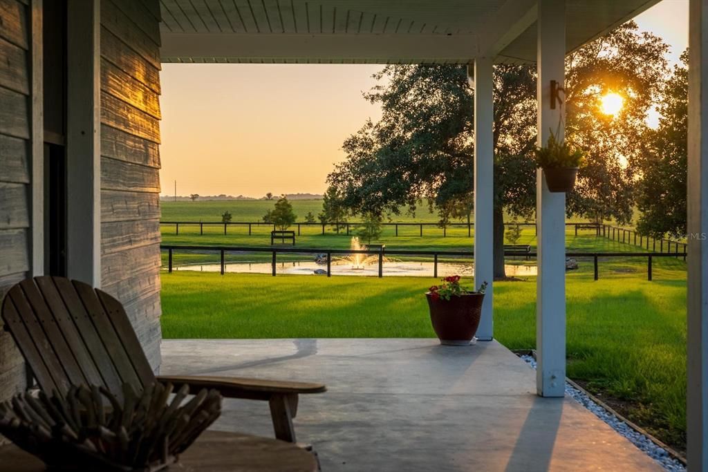 Guest House Porch overlooking a pond